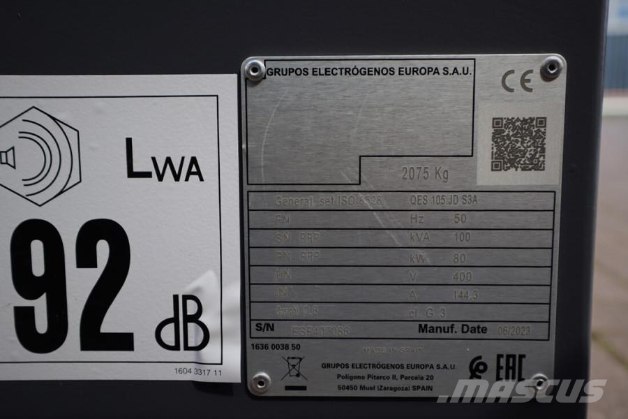 Atlas Copco QES 105 JD S3A ESF Valid inspection, Diesel, 105 k Générateurs diesel
