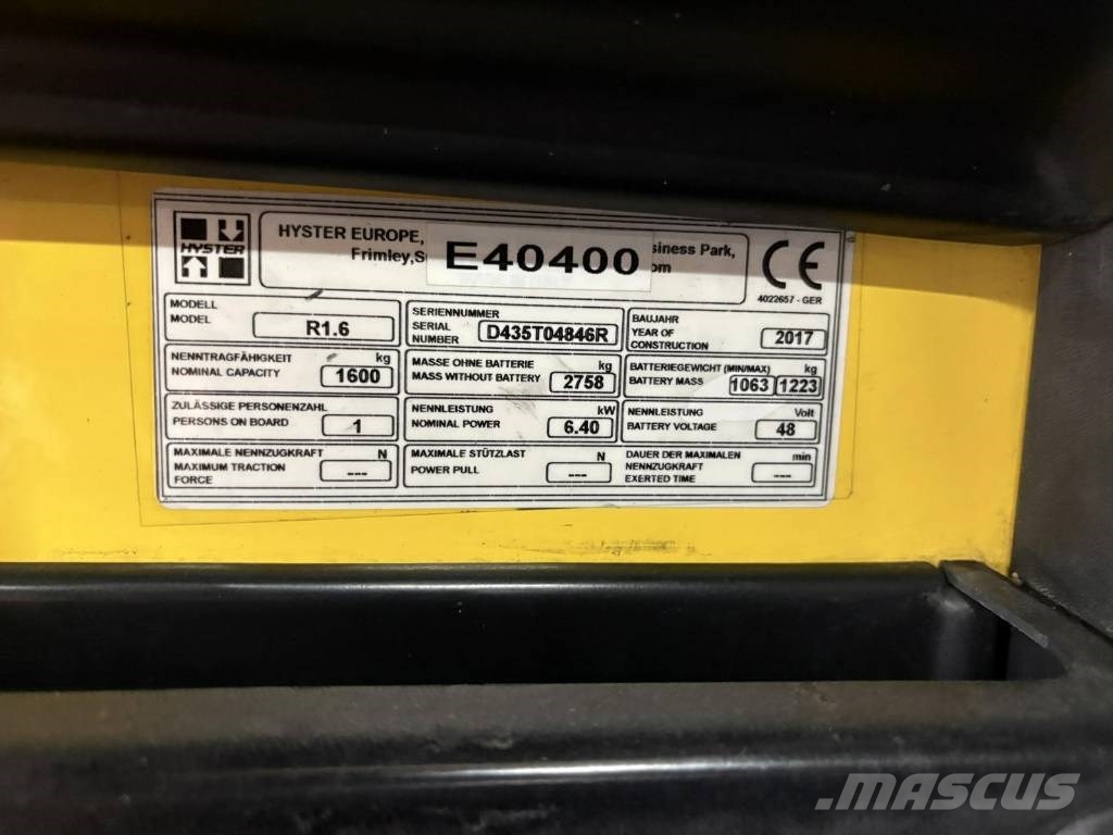 Hyster R1.6 Reachtruck voor hoog niveau