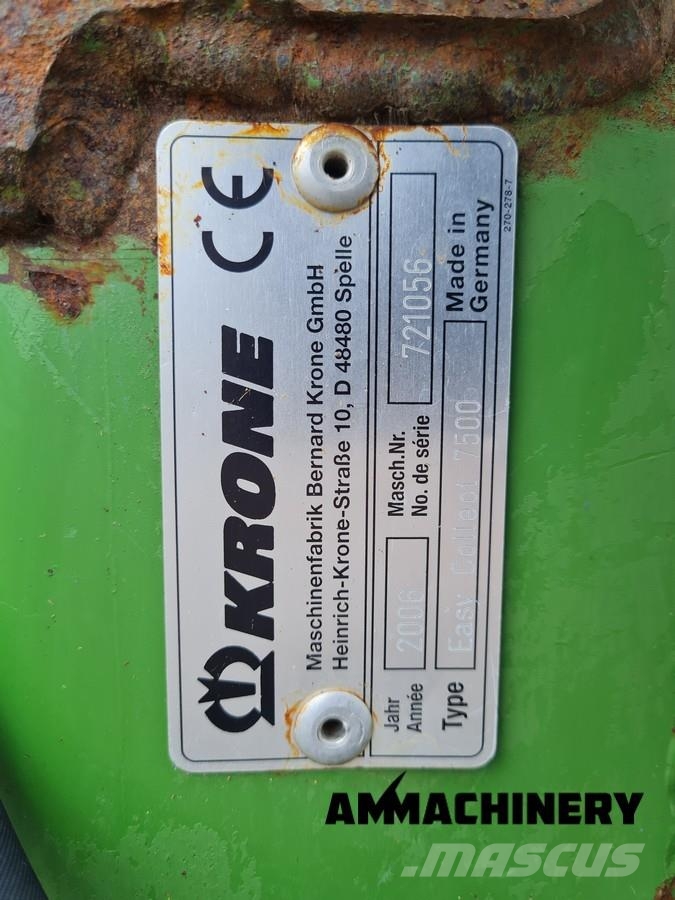 Krone EC7500 corn header Šieno ir pašarų ruošimo mašinų priedai