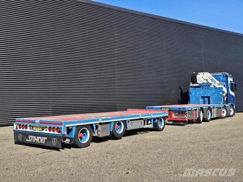 Scania R520 V8 8x2/6 / HMF 70 tm + JUMBO AANHANGER Vlakke laadvloer met kraan