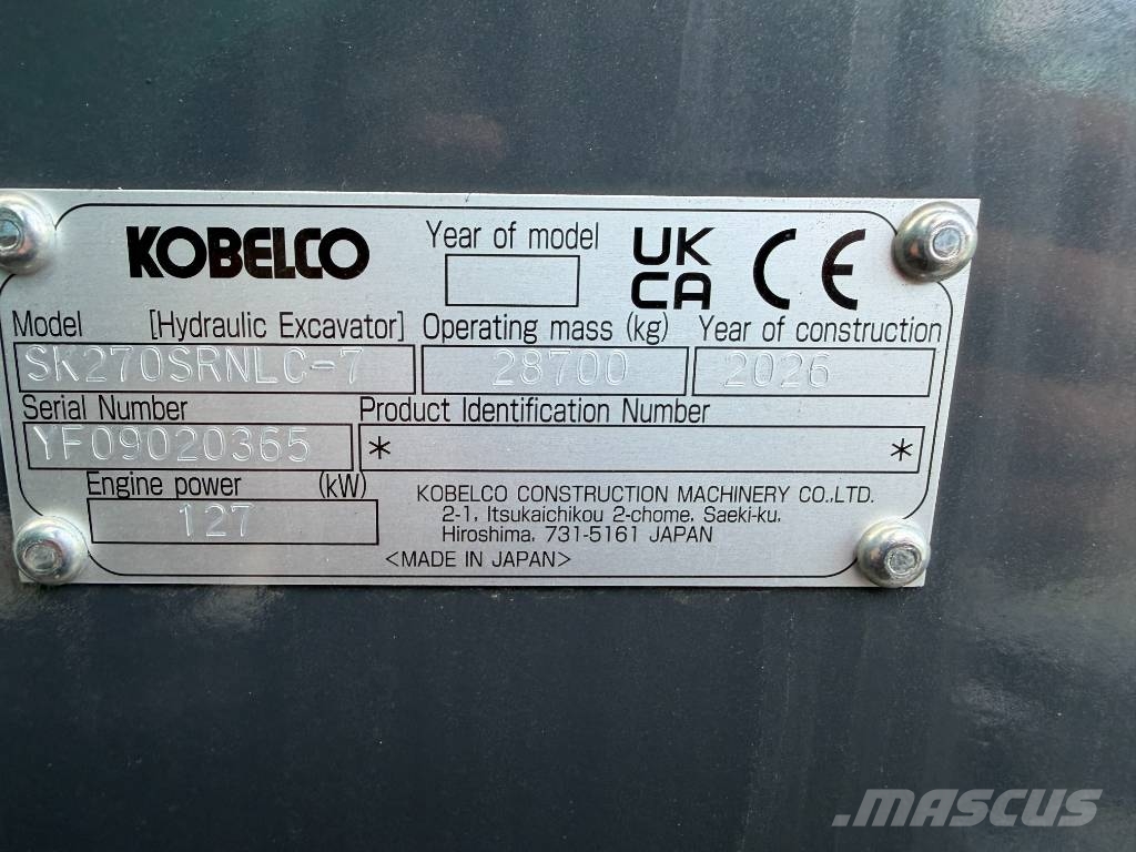 Kobelco Sk270SRNLC-7 BLAD حفارات زحافة