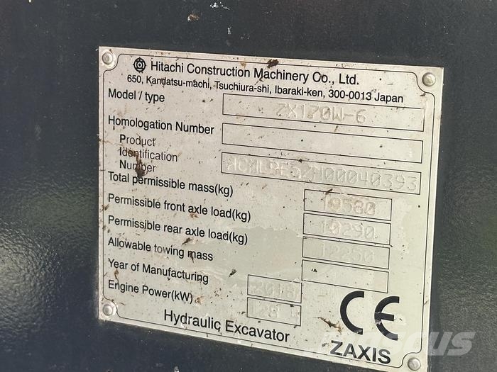Hitachi ZX170W-6 Ekskavatori uz riteņiem