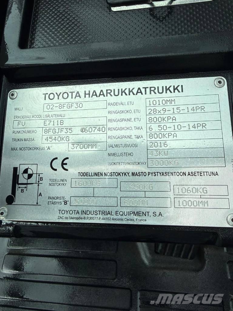 Toyota 02-8 FGF 30 LPG vozíky