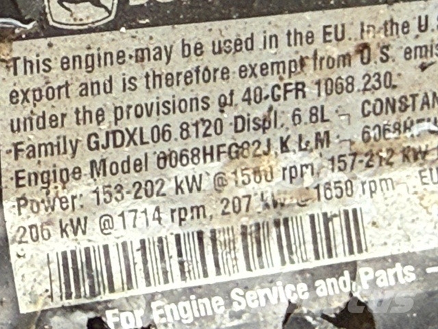 John Deere 6068FHU82 USED ENGINE Motory