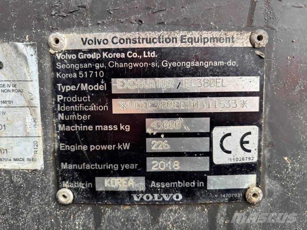 Volvo EC 380 EL CENTRAL LUBRICATION / AC Roomikekskavaatorid