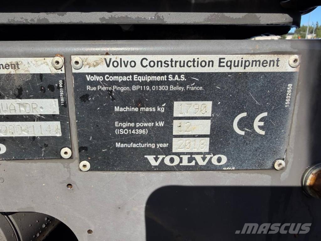 Volvo EC18D / Kallistaja , Rasvari, 2 Kauhaa Minikaivukoneet < 7t