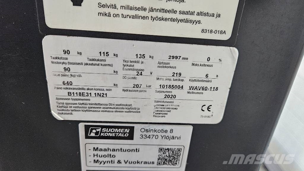 Crown WAV60-118 Keräilynostin Srednje dizajući komisioni viljuškar