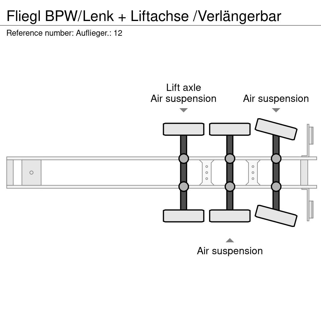Fliegl BPW/Lenk + Liftachse /Verlängerbar Poluprikolice sa otvorenim sandukom