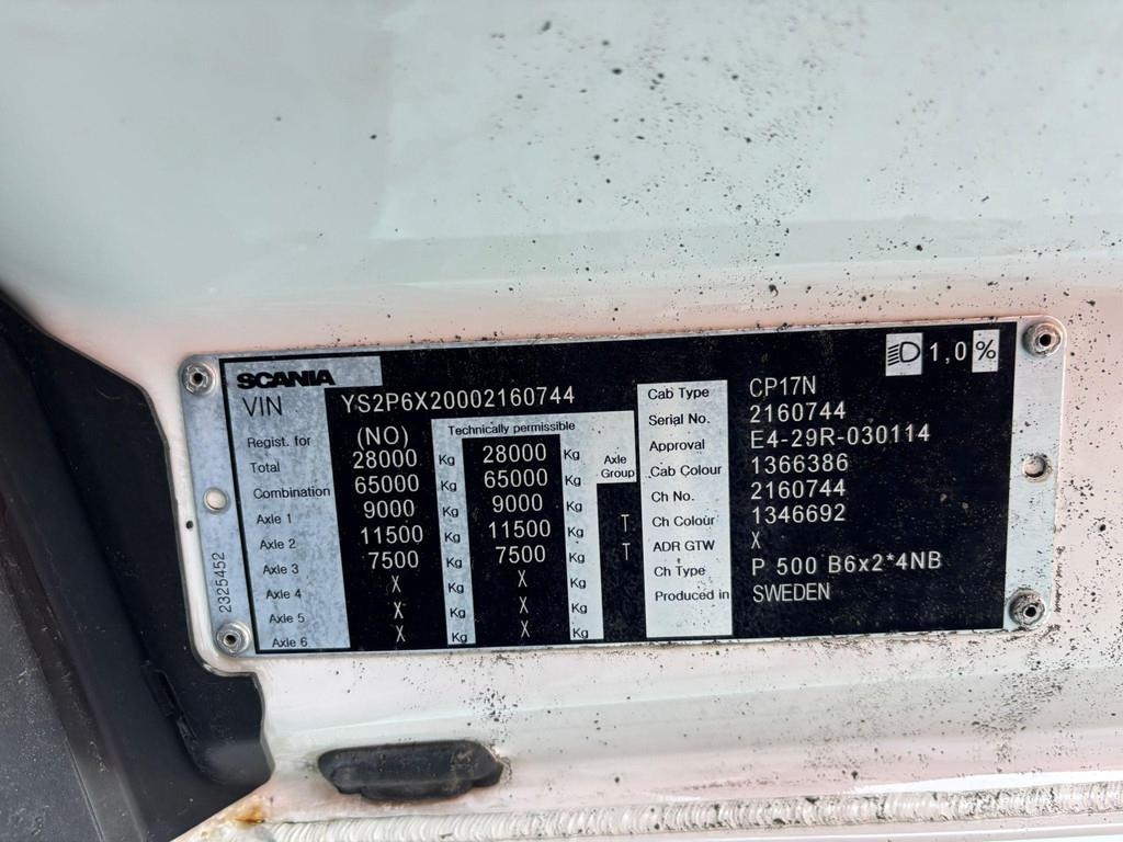 Scania P 500 6x2*4 9 TON FRONT AXLE / RETARDER Smagās mašīnas ar konteineriem