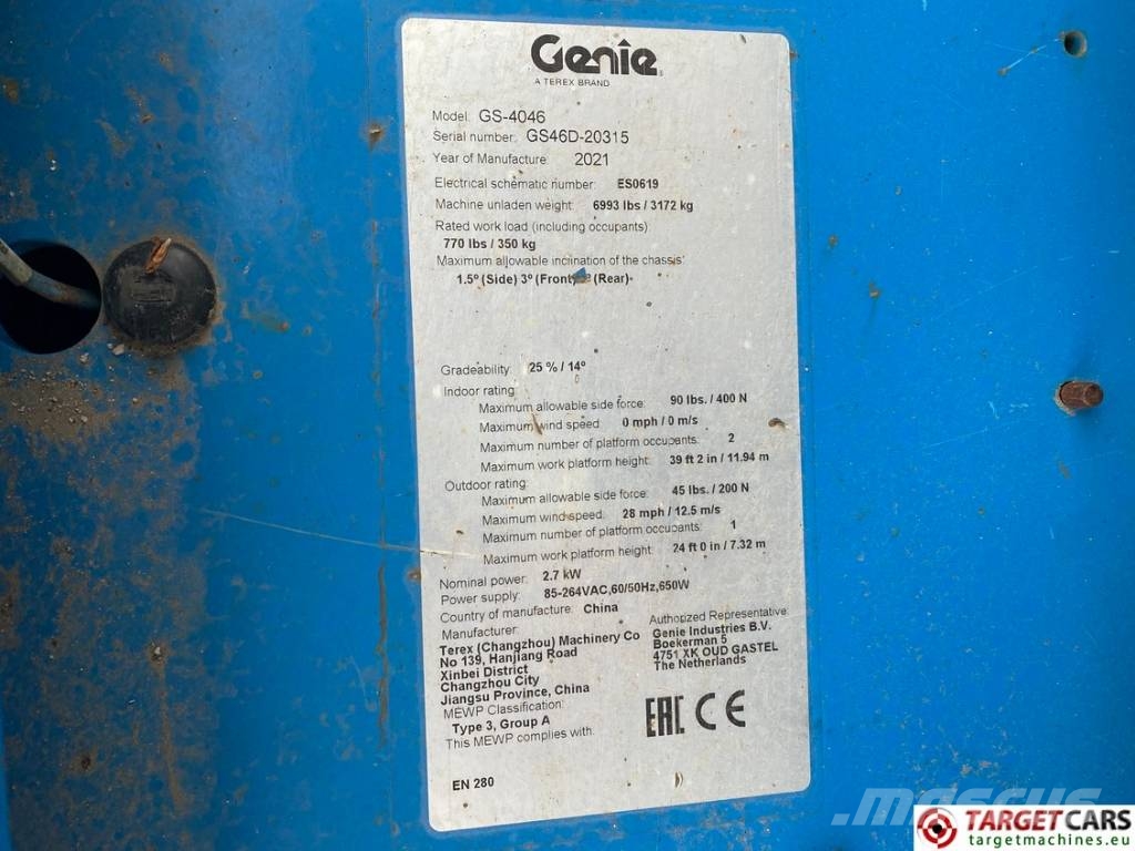 Genie GS-4046 Electric E-Drive Scissor Work Lift 1389cm Schaarhoogwerkers