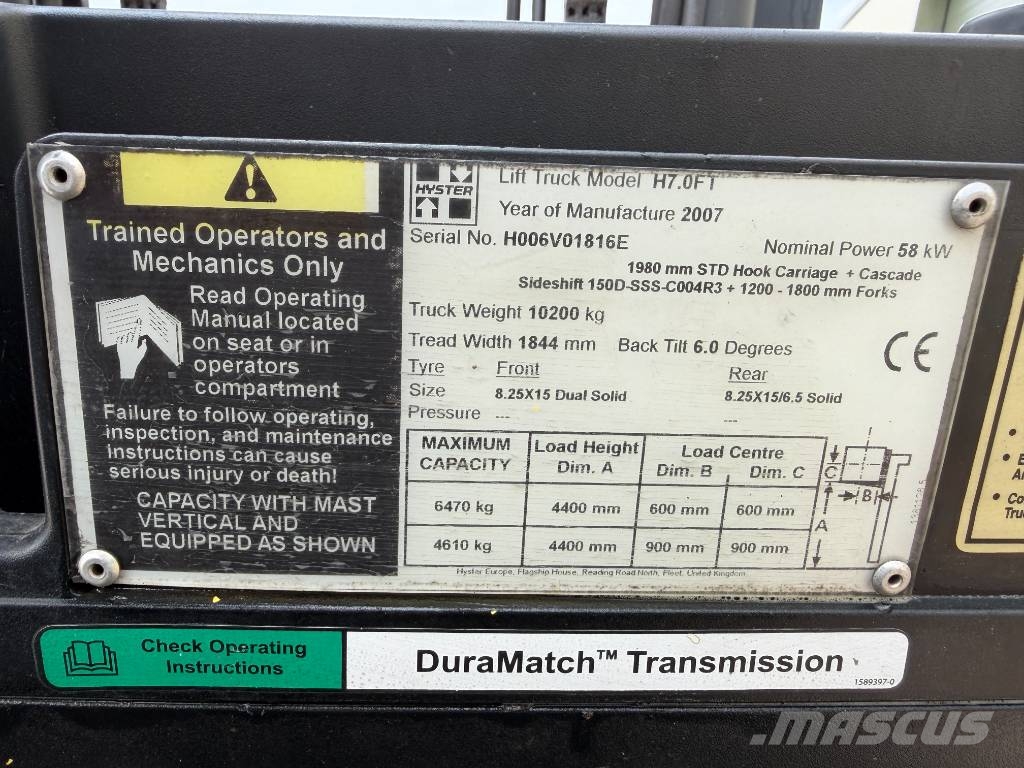 Hyster H 7.00 FT Diesel forklifts