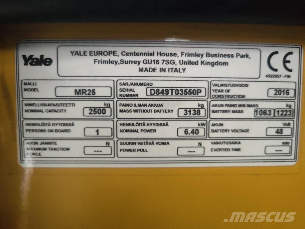 Yale MR25-14 (Vuokralla) Ανυψωτικά στενών δρόμων