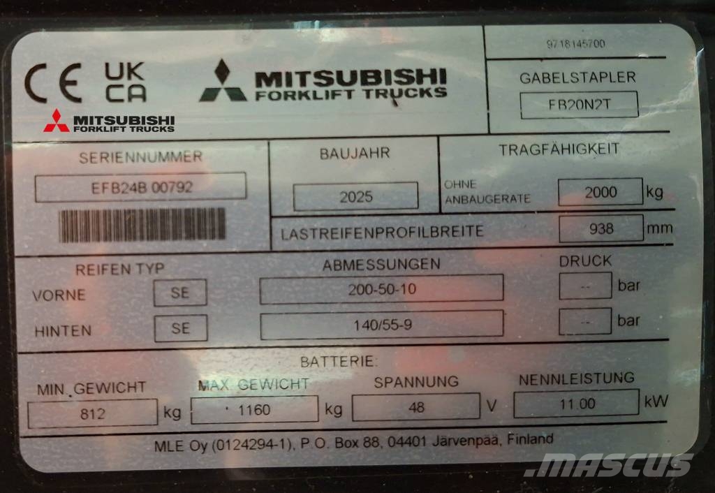 Mitsubishi FB 20 N2T Li-Ion Elektrikli forkliftler