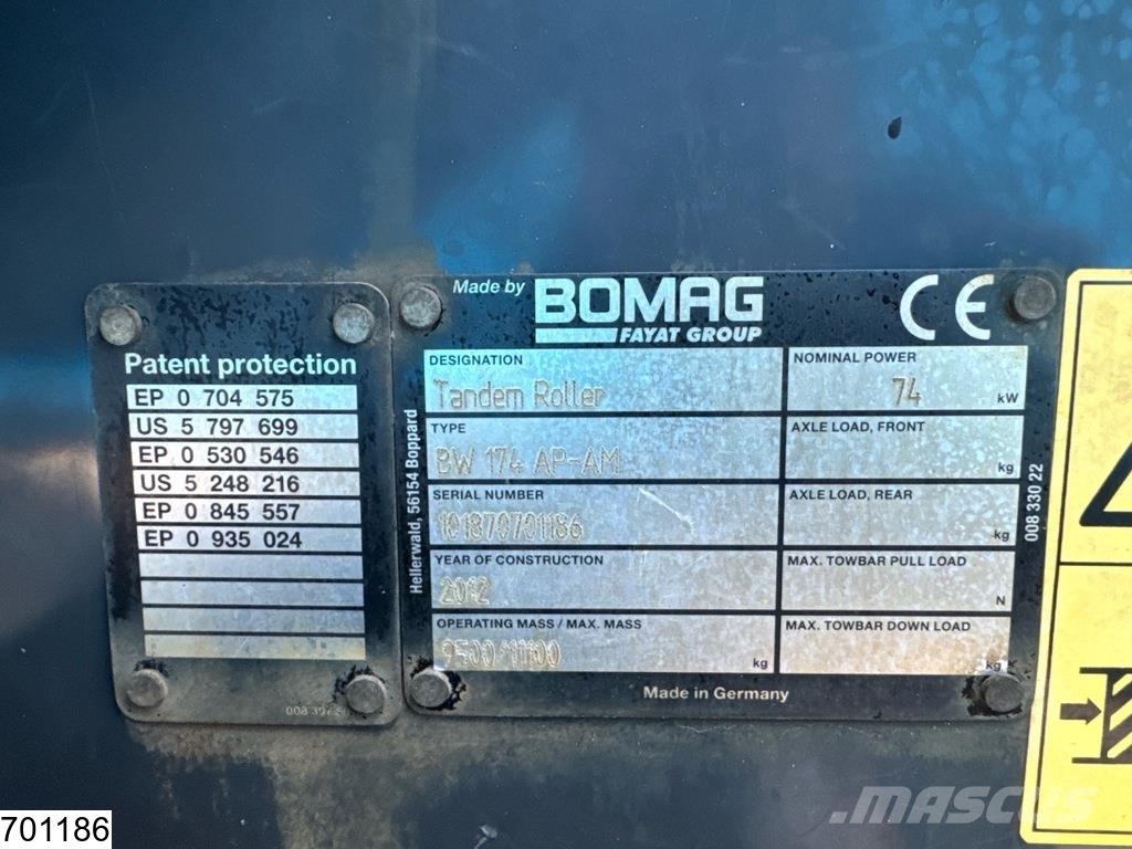 Bomag BW 174 AP-4 AM 74 kW, 7485 hr مداحل متنوعة