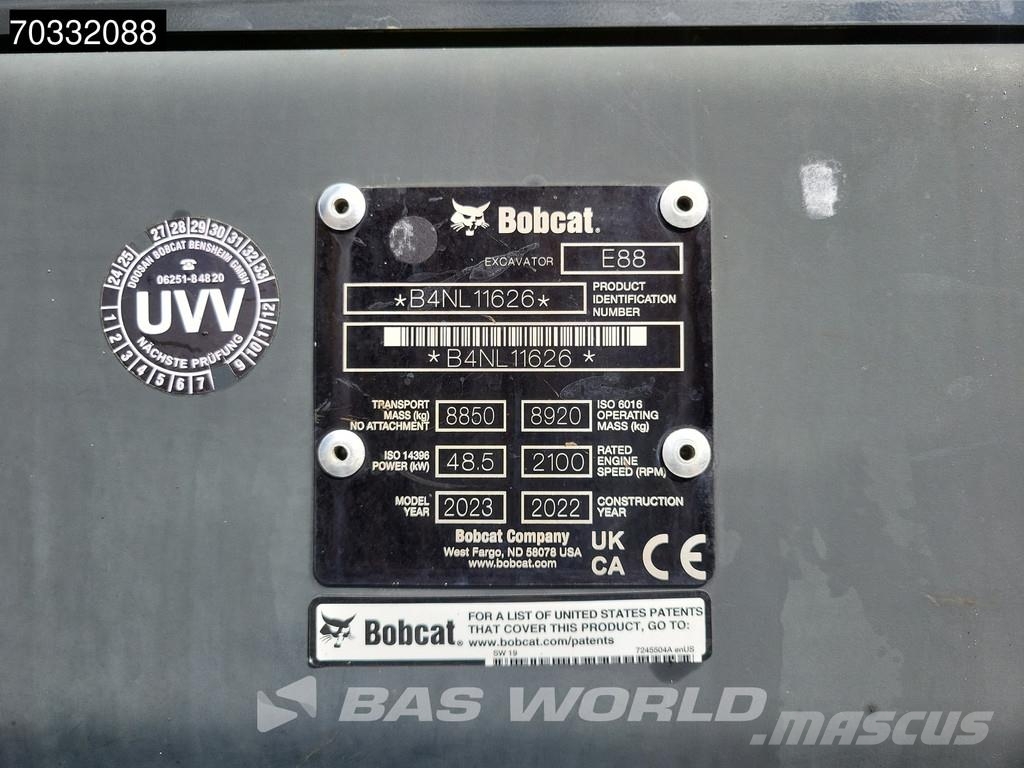 Bobcat E88 A/C - Like New! Mini excavators < 7t (Mini diggers)