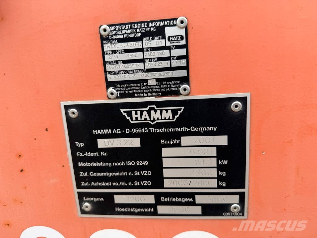 Hamm DV 3.22 Οδοστρωτήρες διπλού κυλίνδρου