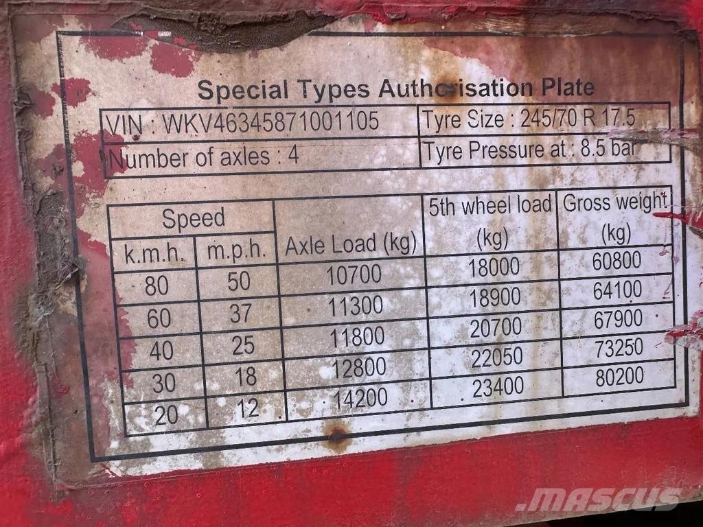 Kässbohrer 4 AXLE - LAST 2 AXLES STEERING - EXTENDABLE Semi-reboques rebaixados