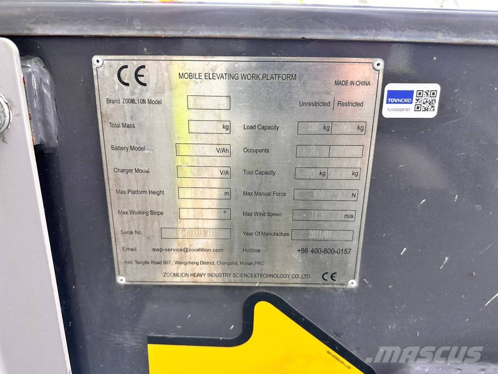 Zoomlion ZA 20 JE Plataformas con brazo de elevación manual