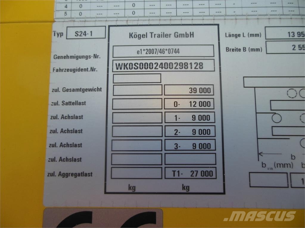 Kögel SN24, ADR, Bočnice, Přizvedávání stropu Semi-remorca speciala