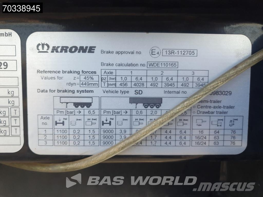 Krone SD Lift Axle MOT 08/27 Curtainsider semi-trailers