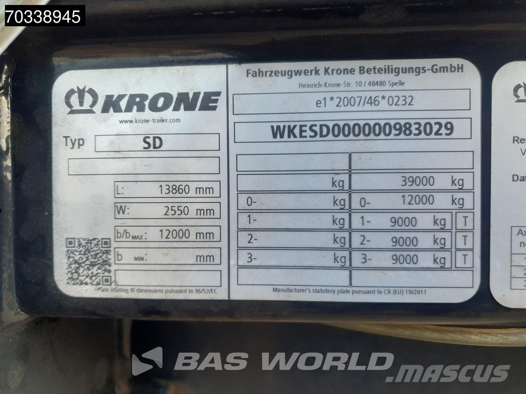 Krone SD Lift Axle MOT 08/27 Curtainsider semi-trailers