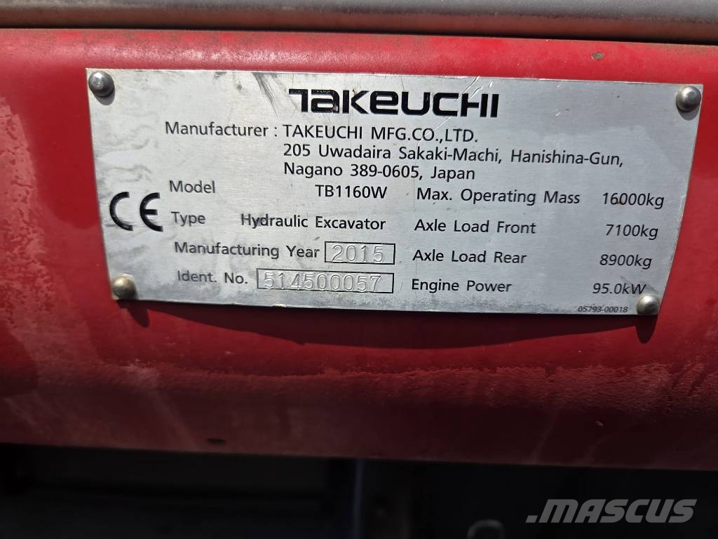 Takeuchi TB 1160 W 旋轉式挖土機/掘鑿機/挖掘機
