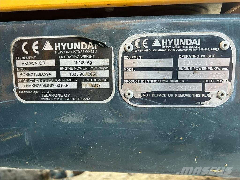 Hyundai R180LC-9A Excavadoras sobre orugas