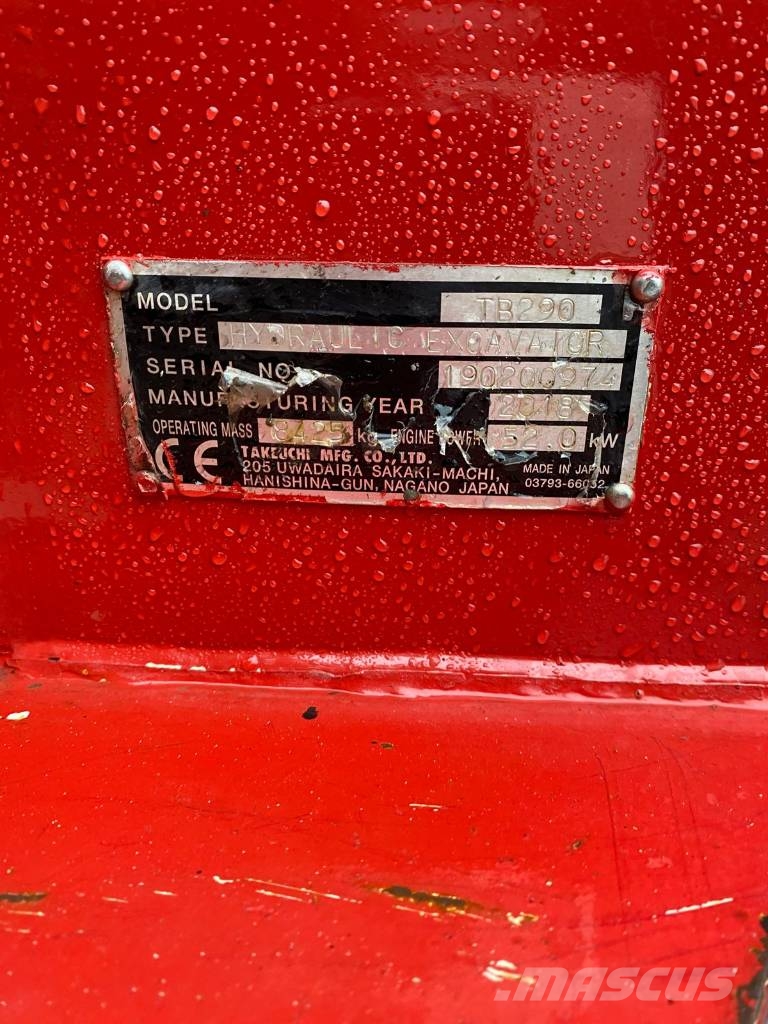 Takeuchi TB 290 Midi excavators 7t - 12t