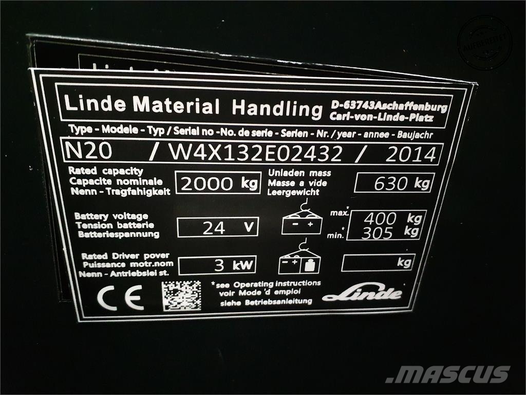 Linde N20 lang Low lift order picker