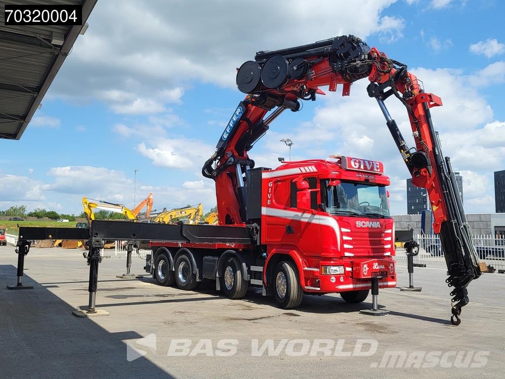 Scania G490 8X4 EFFER 1750/8S + JIB 6S Crane Kran Winch B Вантажівки-платформи/бокове розвантаження