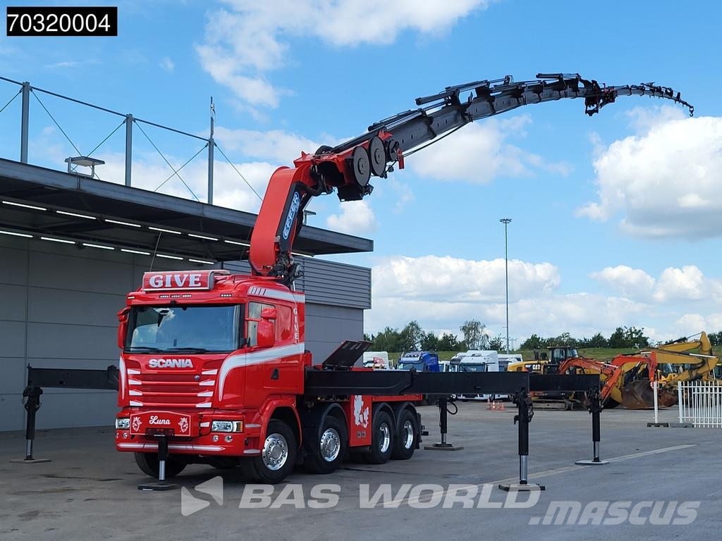 Scania G490 8X4 EFFER 1750/8S + JIB 6S Crane Kran Winch B Вантажівки-платформи/бокове розвантаження