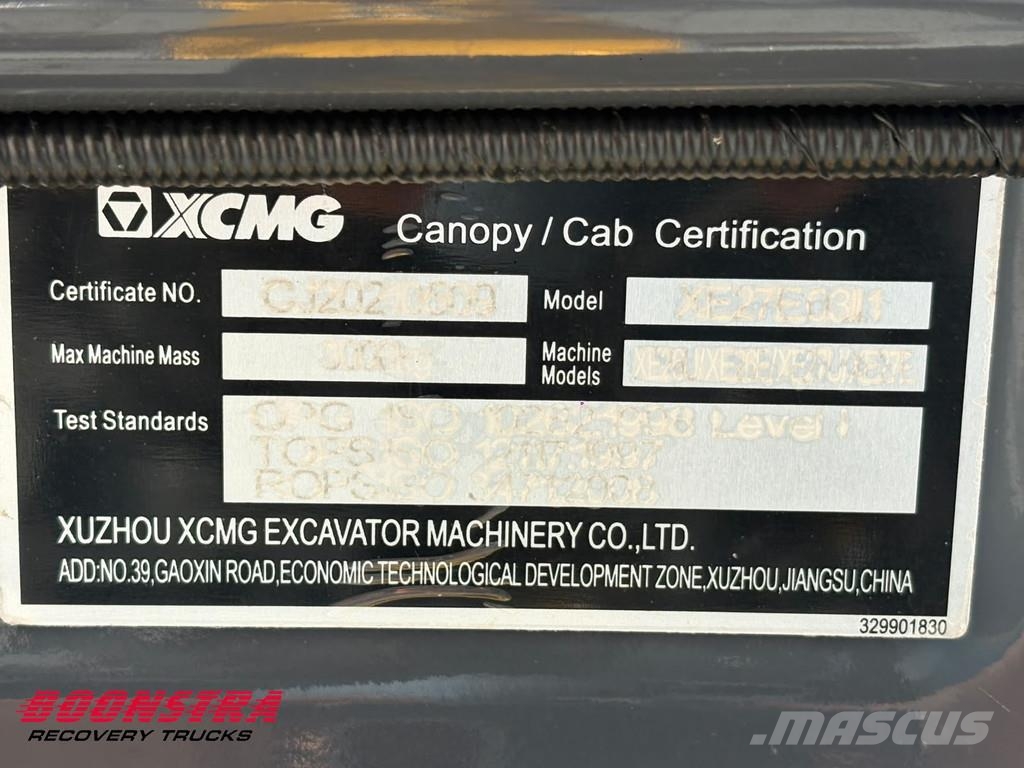 XCMG XE27E Snelwissel *Nieuwstaat* Only 50 hr Minigraafmachines < 7t