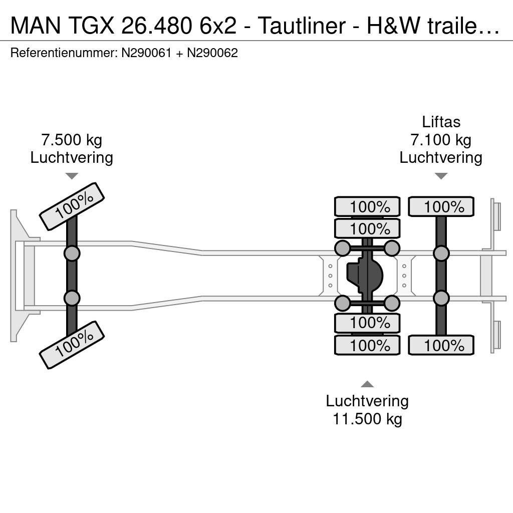 MAN TGX 26.480 6x2 - Tautliner - H&W trailer - NEW - R Tautliner/curtainside trucks
