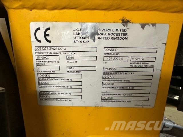 Jcb 427 ZX T4, 2015, Ludwigsfelde, Brandenburg, Germany - Used