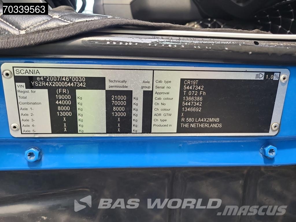 Scania R580 R 4X2 V8 Retarder 2x Tanks Standklima Full-Ai وحدات الجر