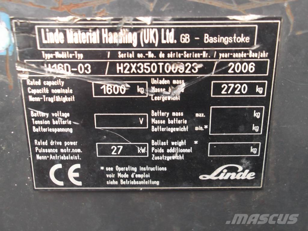 Linde H16D-03 /350/ V-2352 OB Дизельные погрузчики
