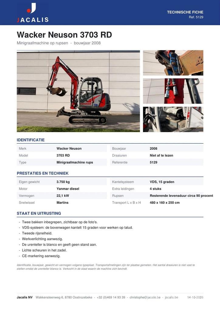 Wacker Neuson 3703 RD Minigraafmachines < 7t