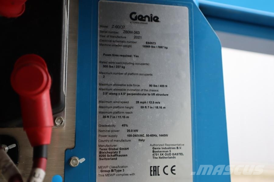 Genie Z60/37FE Valid Inspection, *Guarantee! Hybrid, 4x4 Leddede bomlifter