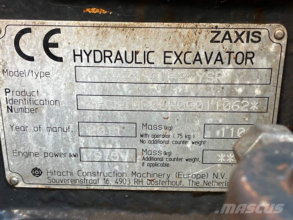 Hitachi ZX 10 U-2 minigraver | 3050 u | MARGE | Minibagger < 7t