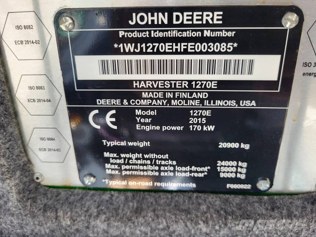 John Deere 1270 E Harvesteriai (miško kirtimo mašinos)