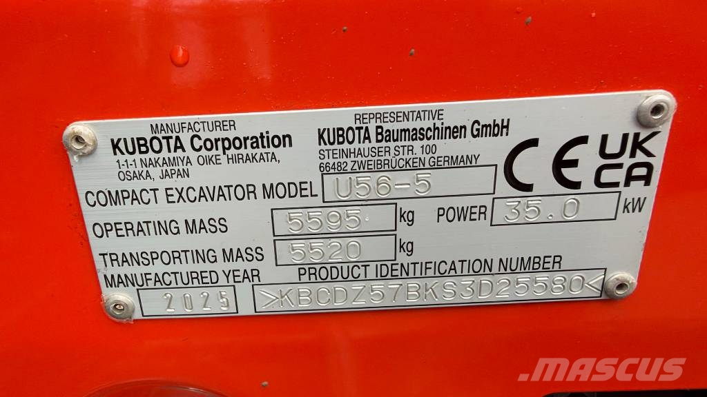 Kubota U56-5 - 2025 YEAR - 270 HOURS - 4X BUCKETS Mini excavators < 7t (Mini diggers)