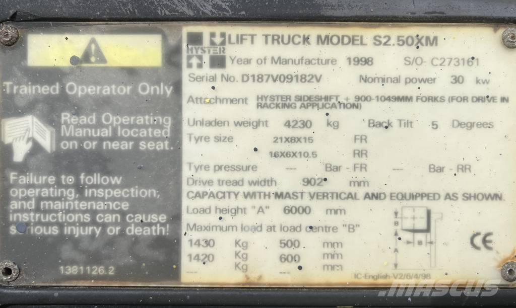 Hyster S2,50XM V-4295 EO شاحنات LPG