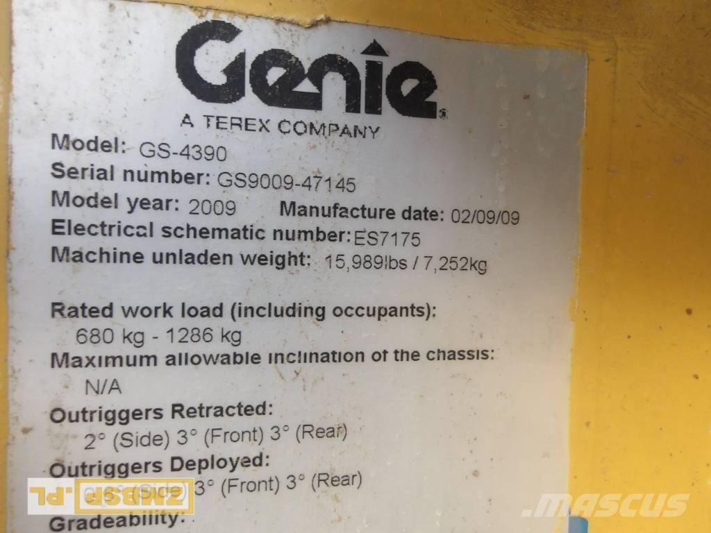 Genie GS 4390 RT Nacelle ciseaux