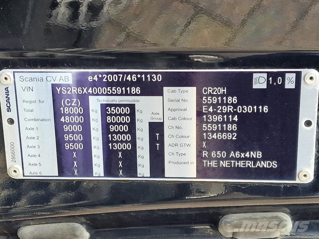 Scania R650 V8 NGS Highline 6x4 - Manual gearbox with ret Trekkvogner