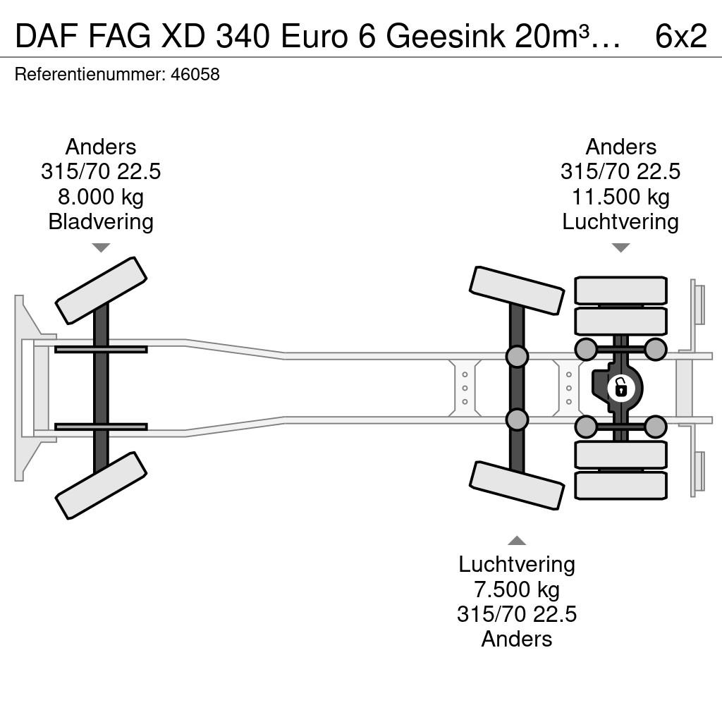 DAF FAG XD 340 Euro 6 Geesink 20m³ Welvaarts weighing 垃圾车