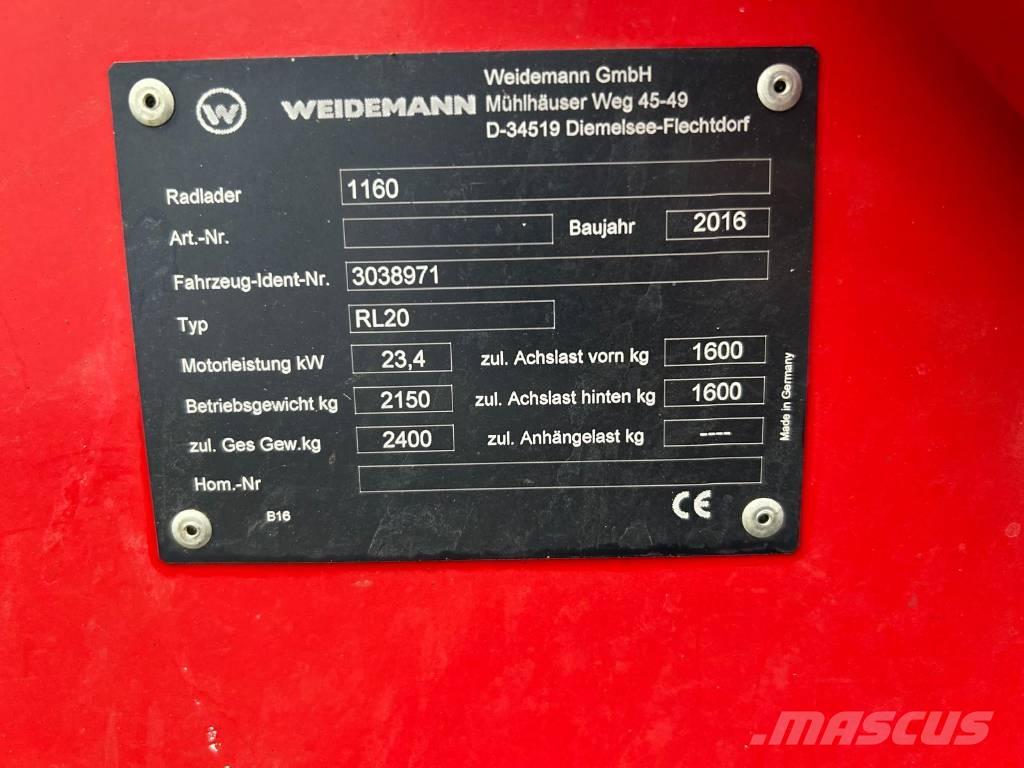 Weidemann 1160 Naudoti ratiniai krautuvai