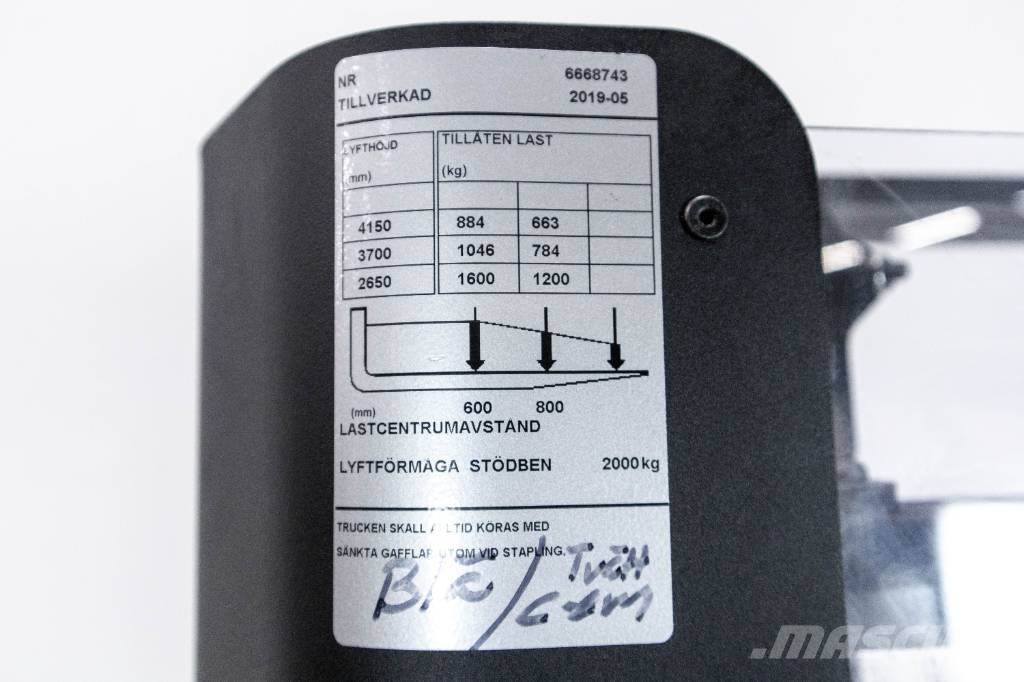 BT SPE 160 L, höglyftande ledstaplare m låga timmar! Rankiniai vėžimėliai