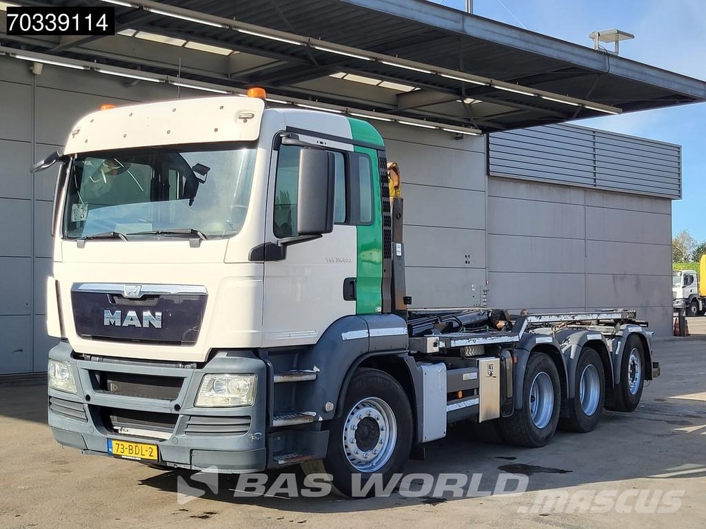 MAN TGS 35.400 8X4 NL-truck APK HYVA 26-60S Lift+steer Vrachtwagen met containersysteem