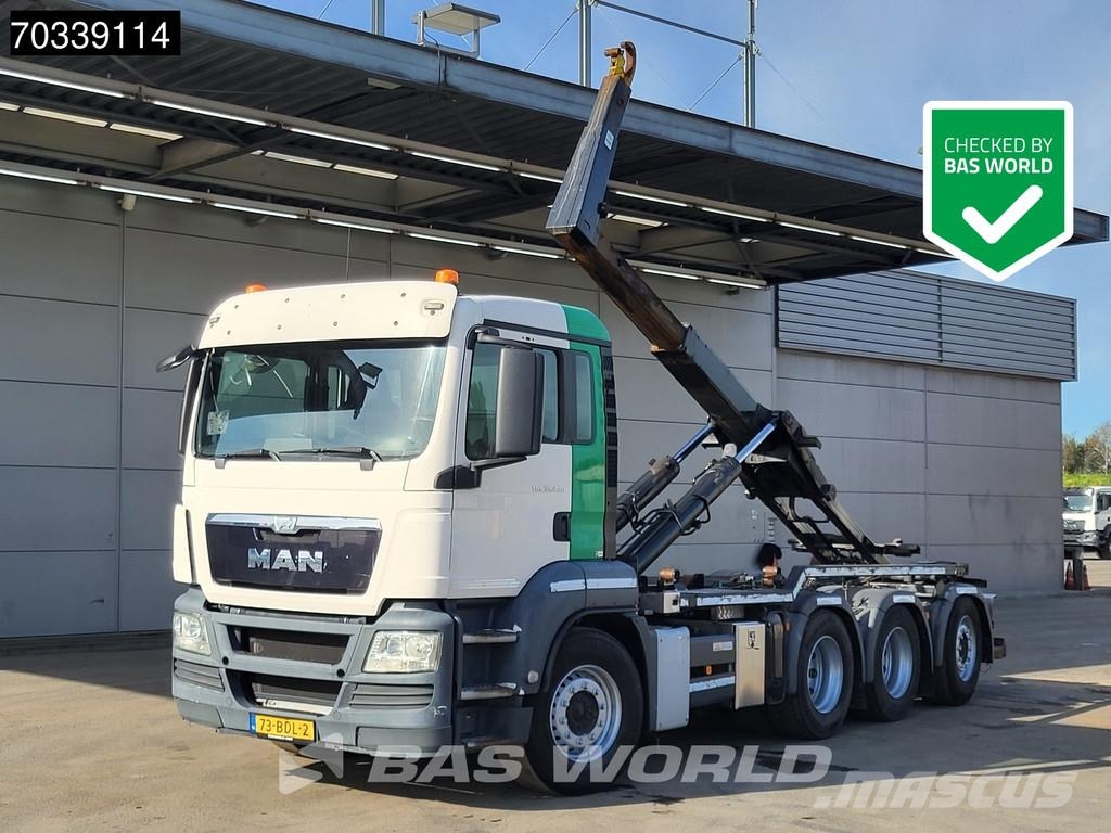 MAN TGS 35.400 8X4 NL-truck APK HYVA 26-60S Lift+steer Vrachtwagen met containersysteem