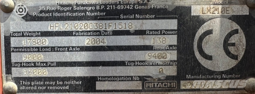 Hitachi LX 210 E Kolesni nakladalci